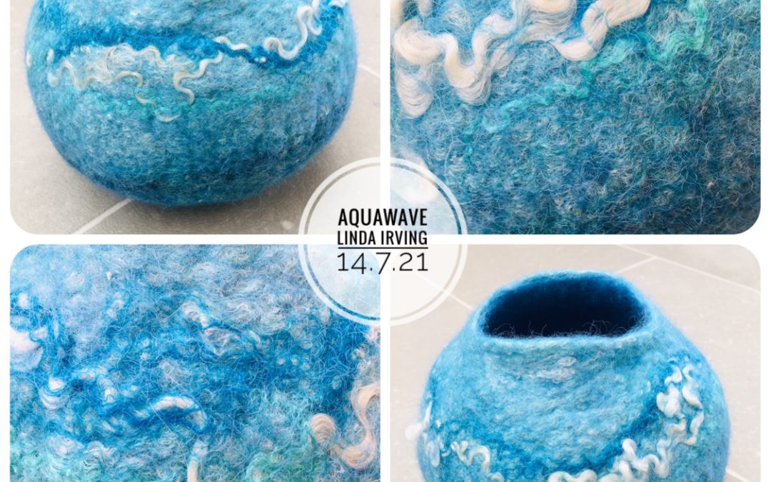 Felted Art – ‘Aquawave’ Felted Vessel